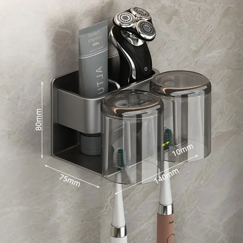 Toothbrush Rack Punch-Free Toothbrush Holder Toilet Cup Storage Wall Mount Cup Holder