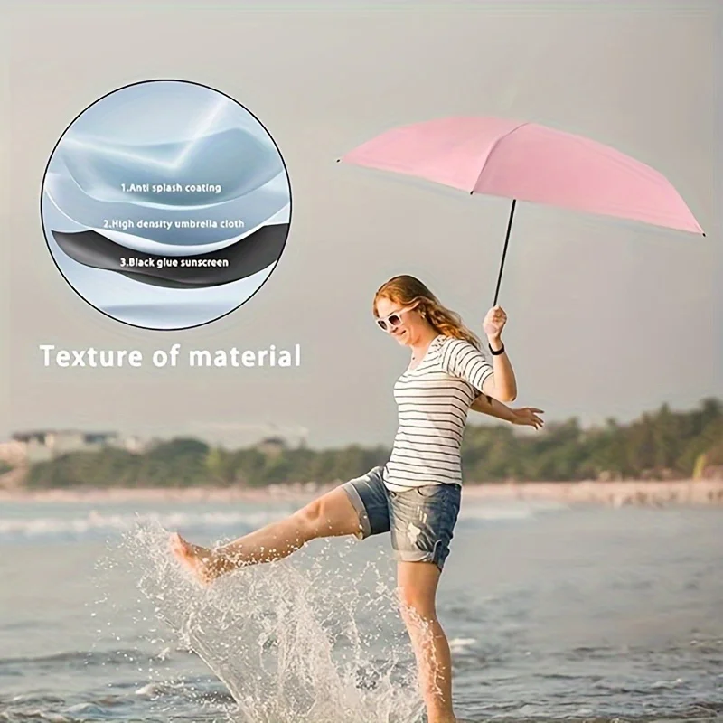 1pc popular multi-color folding portable mini pocket umbrella, sixfold umbrella, rainy and sunny dual-use high quality