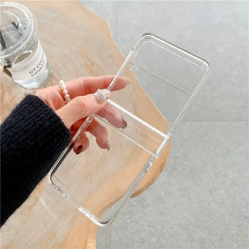 Clear Phone Case for Samsung Galaxy Z Flip 6 5 4 3 5G Hinge Plastic Back Cover