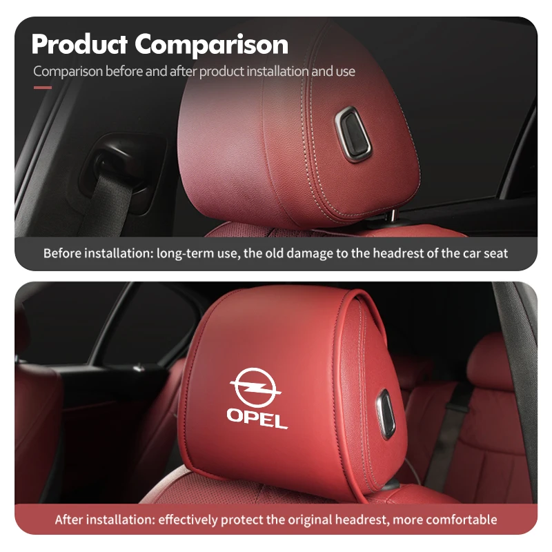 자동차 가죽 목 베개 케이스, 머리 받침 쿠션 액세서리, Opel Corsa Astra H G J Insignia Vectra Zafira Meriva용