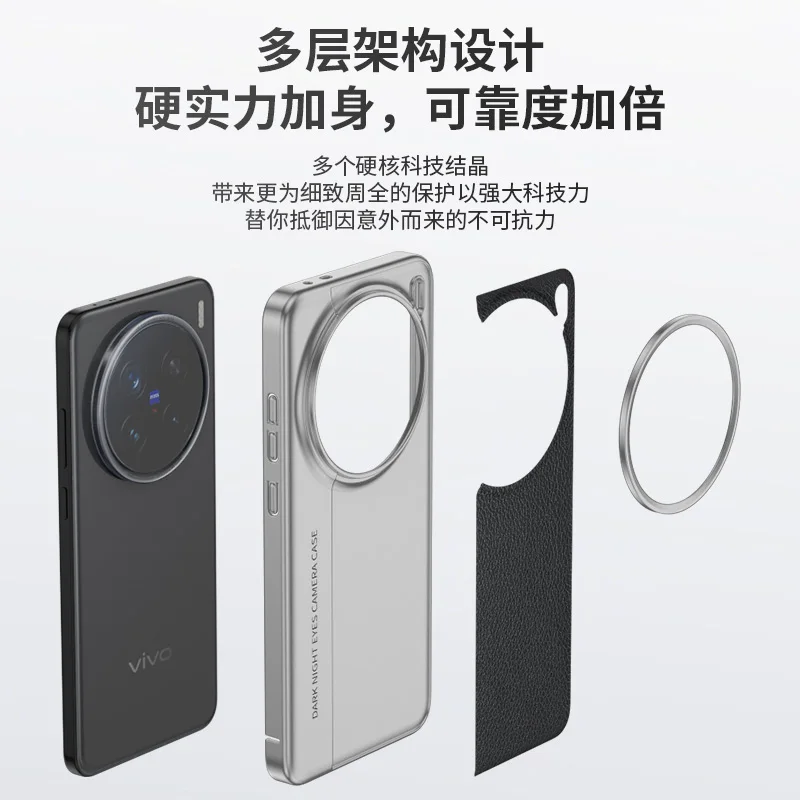 New Luxury Leather Case For VIVO X200 Pro MINI  Camera Style PC Back Cover For VIVO X200Pro Simple Shockproof Bumper Funda 4