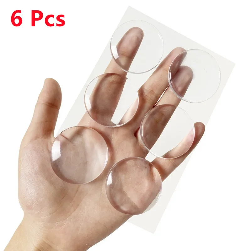 

6pcs Transparent Soft Silicone Wall Protector Self Adhesive Door Stopper Silicone Door Handle Muffler Round Buffer Cushion