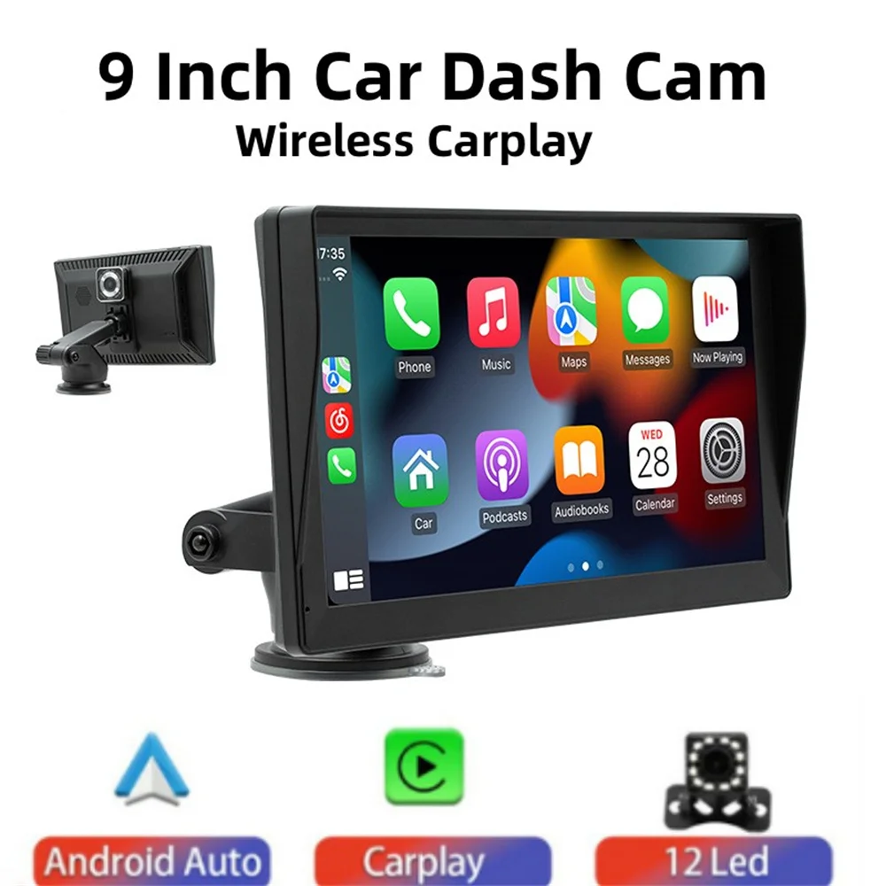 

Carplay Wireless Monitor 9" Carplay Screen Touch Display For Car Truck Camera Reversing USB DVR Input Bluetooth MP5 Player