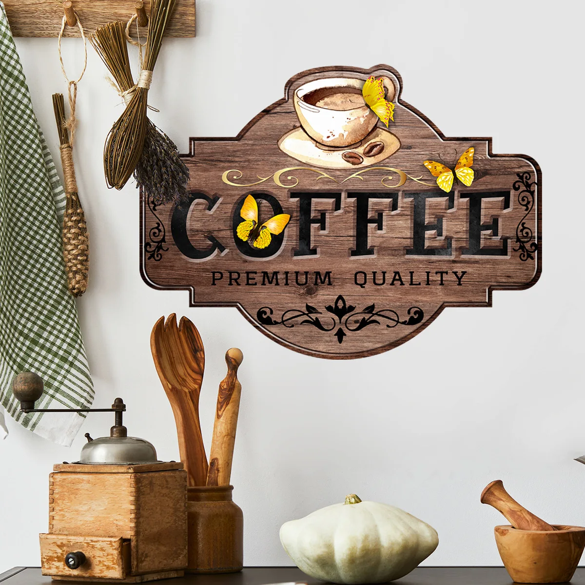 

1pc PVC Wall Sticker Modern Coffee Pattern Wall Sticker For Home Background Wall Decoration