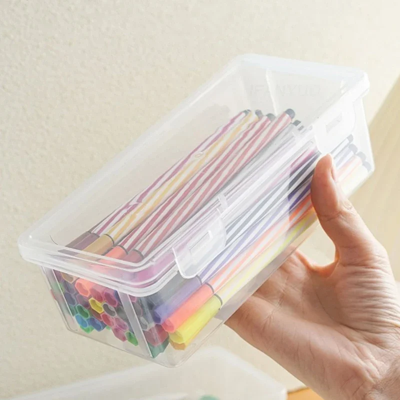 Clear Pencil Box pencil cases stationery box 1/3Pc Large Capacity Plastic Organizer Storage Boxes Bulk Stackable Design Portable Office Supplies For School