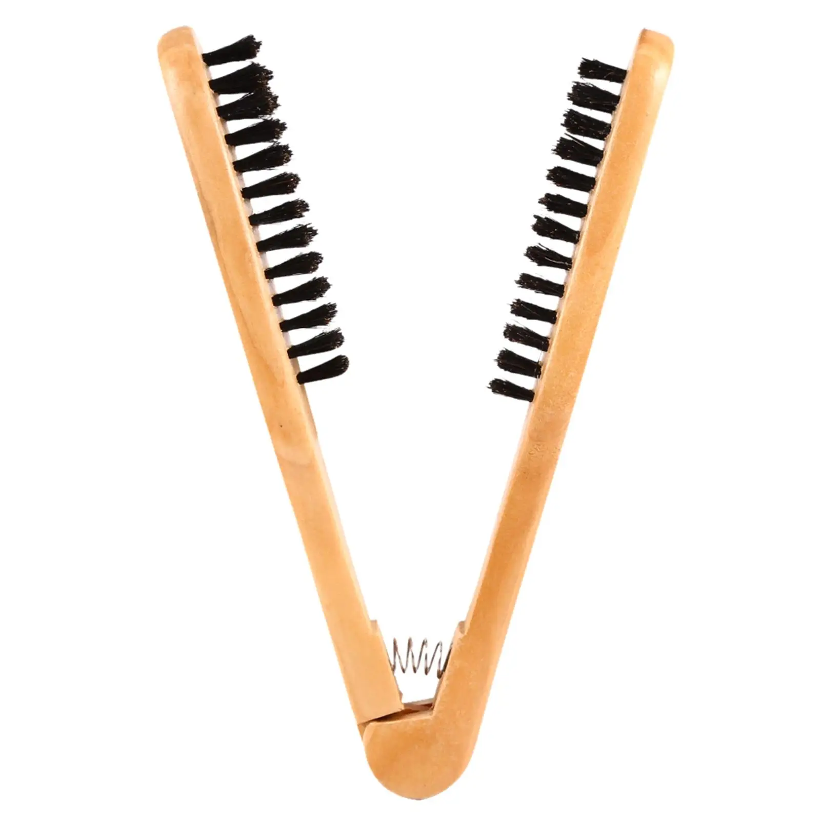 Wooden V-Shape Hairdressing Comb with Double Brushes - Anti-Static Hair Straightening Tool for Styling 3