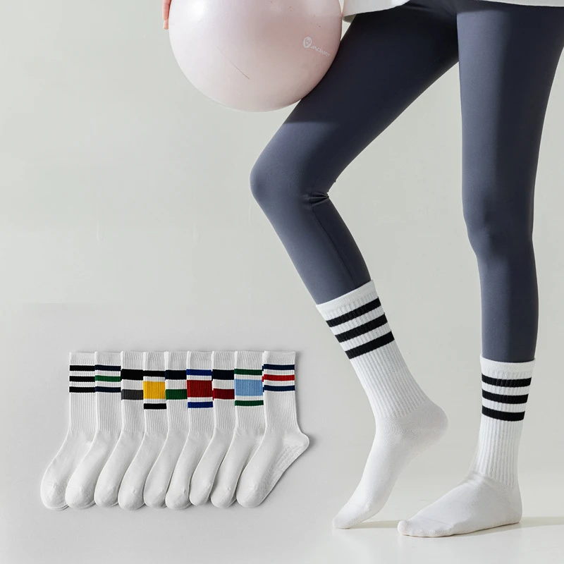 

Silicone Anti-slip Yoga Socks Women Colorful Striped Ballet Pilates Socks Soft Cotton Breathable Gym Fitness Dance Sports Socks