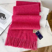 Luxury Winter 100% Wool Scarf Women Cashmere Handkerchief Warm Pashmina Female Shawl Solid Wrap Soft Bufanda Scarves Stole 2025 - Image 4