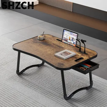 Tavolino Pieghevole da Letto - Scrivania Portatile per Laptop da Letto/Divano, Essenziale per Dormitori Studenteschi, Design Sottile per Piccoli Spazi