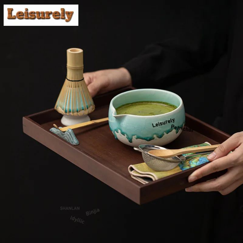 Kiln Fambe Glaze Matcha Set Eight-piece Ceramic Tea Bowl Hundred Book Stand Whisk Imitation Song Dynasty Accessories Supplies