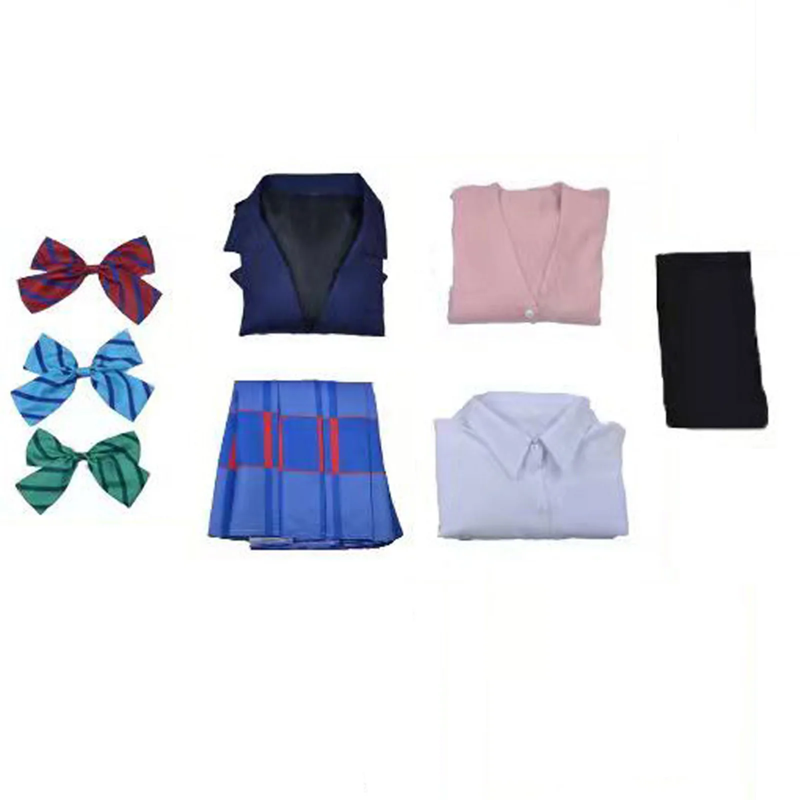 thumbnail image 1 of Disfraz de Cosplay de Nico Yazawa de Anime, peluca, cárdigan de punto rosa, lazo, uniforme escolar Jk para niñas adultas, traje de Halloween y Carnaval, 1 of 4