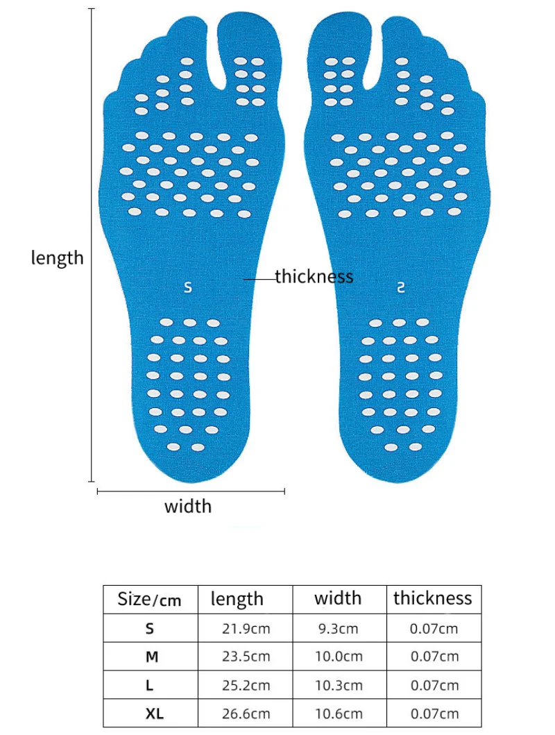 미끄럼 방지 해변 신발 패드 스티커, 비치 양말 장착, 유연한 발 관리 비치 안창, 4 개 = 2 쌍