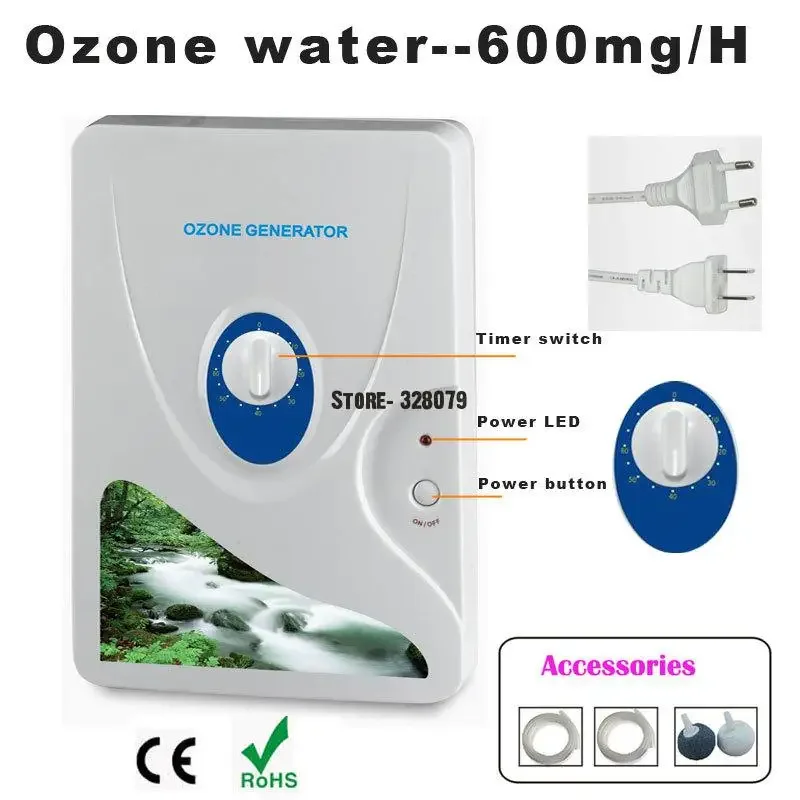 

Ozonizador Ozonator ionizer 600mg/h 220V 110V O3 Timer Air Purifiers Oil Vegetable Meat Fresh Purify Air Water