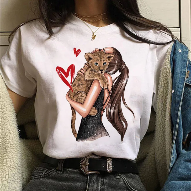 

Girls Love Leopard T Shirt Fashion Women T Shirt Short Sleeve Tops Female Casual Summer T-Shirt 90s Girls Harajuku Cute Tee