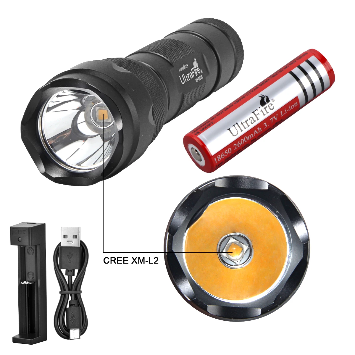 UltraFire 501B Mini Torcia Elettriche Portatili Modalità Singola 800