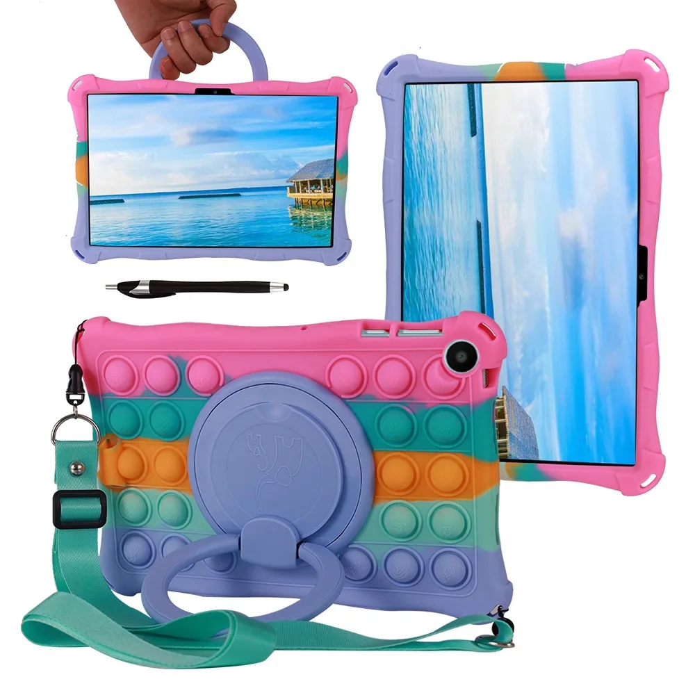 Durable Kids Tablet Case with 360° Rotating Stand - Blue