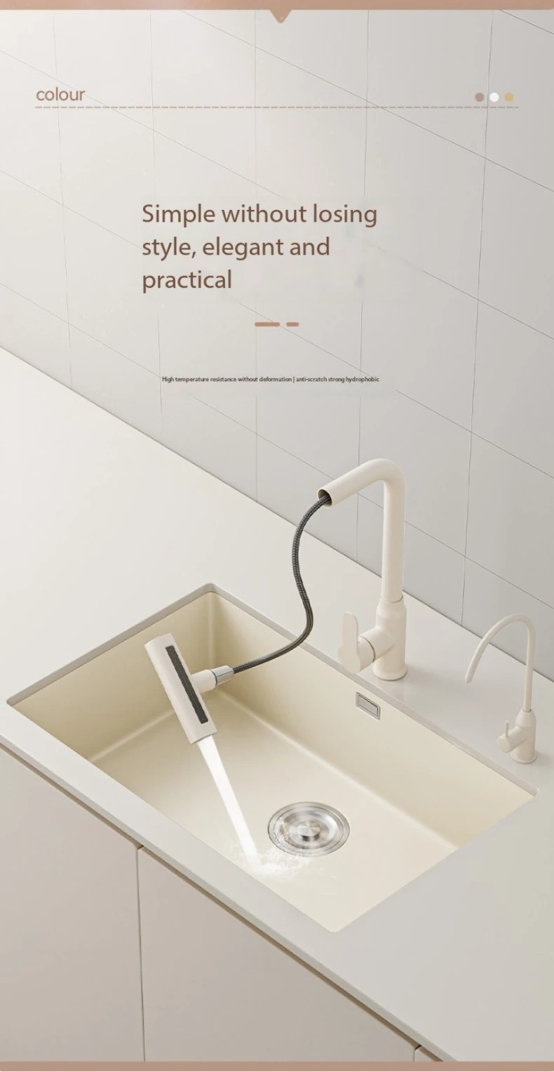 Description Picture 3 of itemMilk White 304 Stainless Steel Kitchen Waterfall Sink Large Single Sink Dish Basin Sink With Multifunction Touch Waterfall