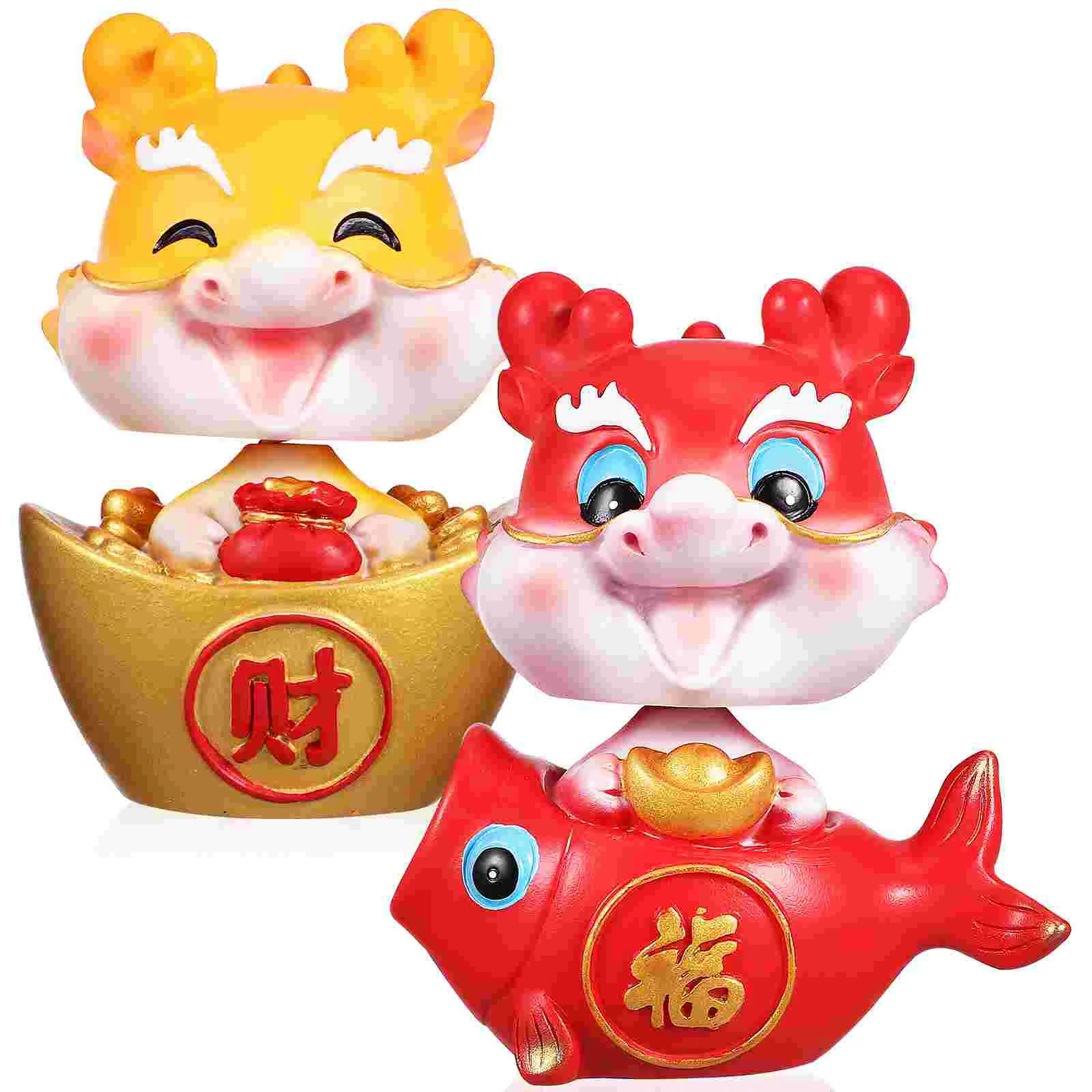 

2 Pcs Mini Resin Crafts Decors Car Ornament Adorable Dragon Animal Miniature Statue Ornaments
