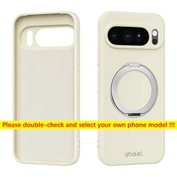 Luxury Silicone Phone Case with 360° Rotating Magnetic Holder and Stand, Skin - Friendly Feel for Google Pixel 11 (Beige)