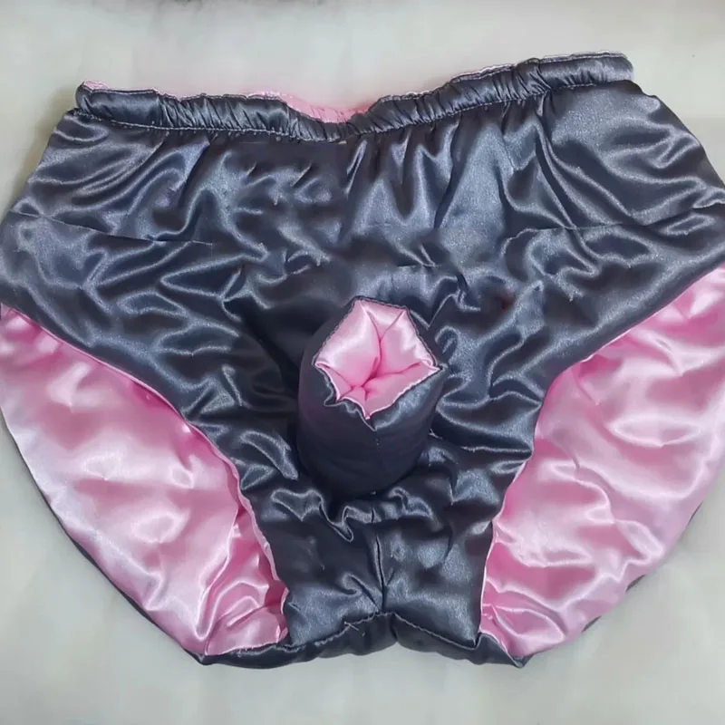 Men Sexy Glossy Soft Floral Silky Touch Briefs Filled Long Staple Cotton Sheath Underpants Warm Strings Anti static Costumes men briefs