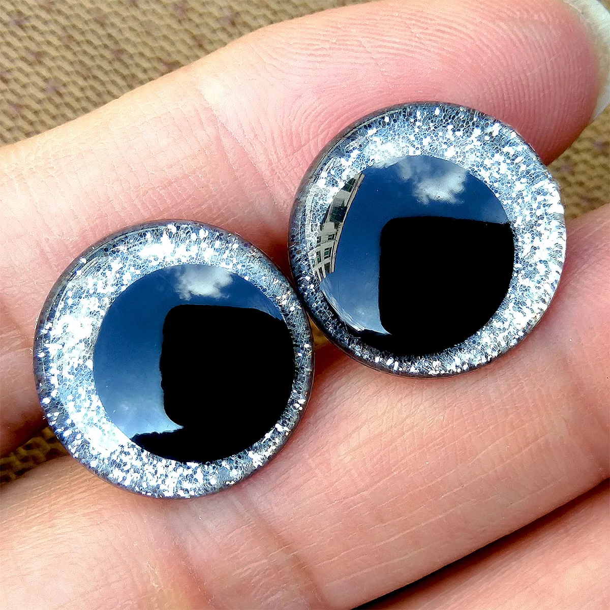 Doll Eyes 20pcs 18mm Eccentric-Pupil Glitter Flat Safety Eyes For Crochet Toys Amigurumi Crafts DIY Funny Animal Doll Accessories