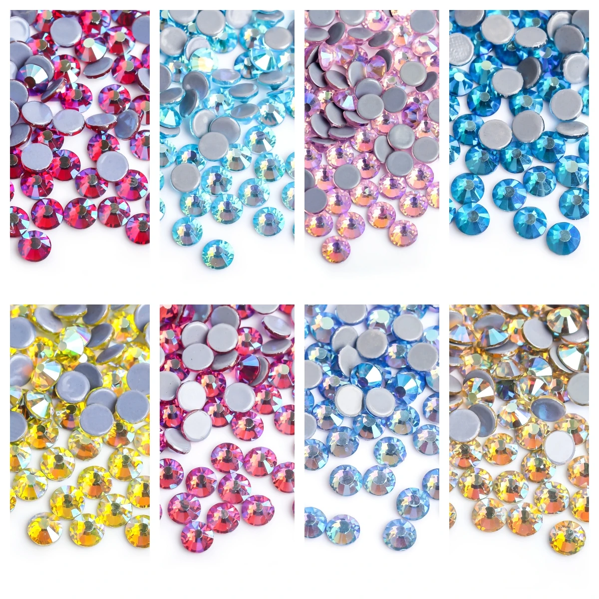 

30 Colors Crystal AB Mix Glass Hot Fix Rhinestones For Clothing Decoration Garment Flat Back Iron On Rhinestone