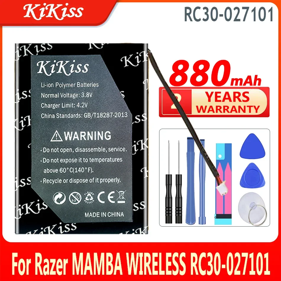 

880mAh KiKiss Powerful Battery RC30027101 For Razer MAMBA WIRELESS RC30-027101 Digital Bateria