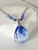 Game Love And Deepspace Rafayel Necklace Blue Shell Pendant Choker Chain Unisex Cosplay Prop Jewelry Couple Gifts 2