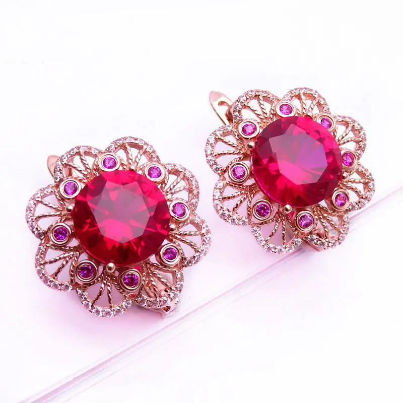 Russian Purple Redstone Earrings Women's Light Luxury Allmatch High