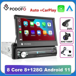 Podofo 1din Car Radio CarPlay GPS Navigation 7