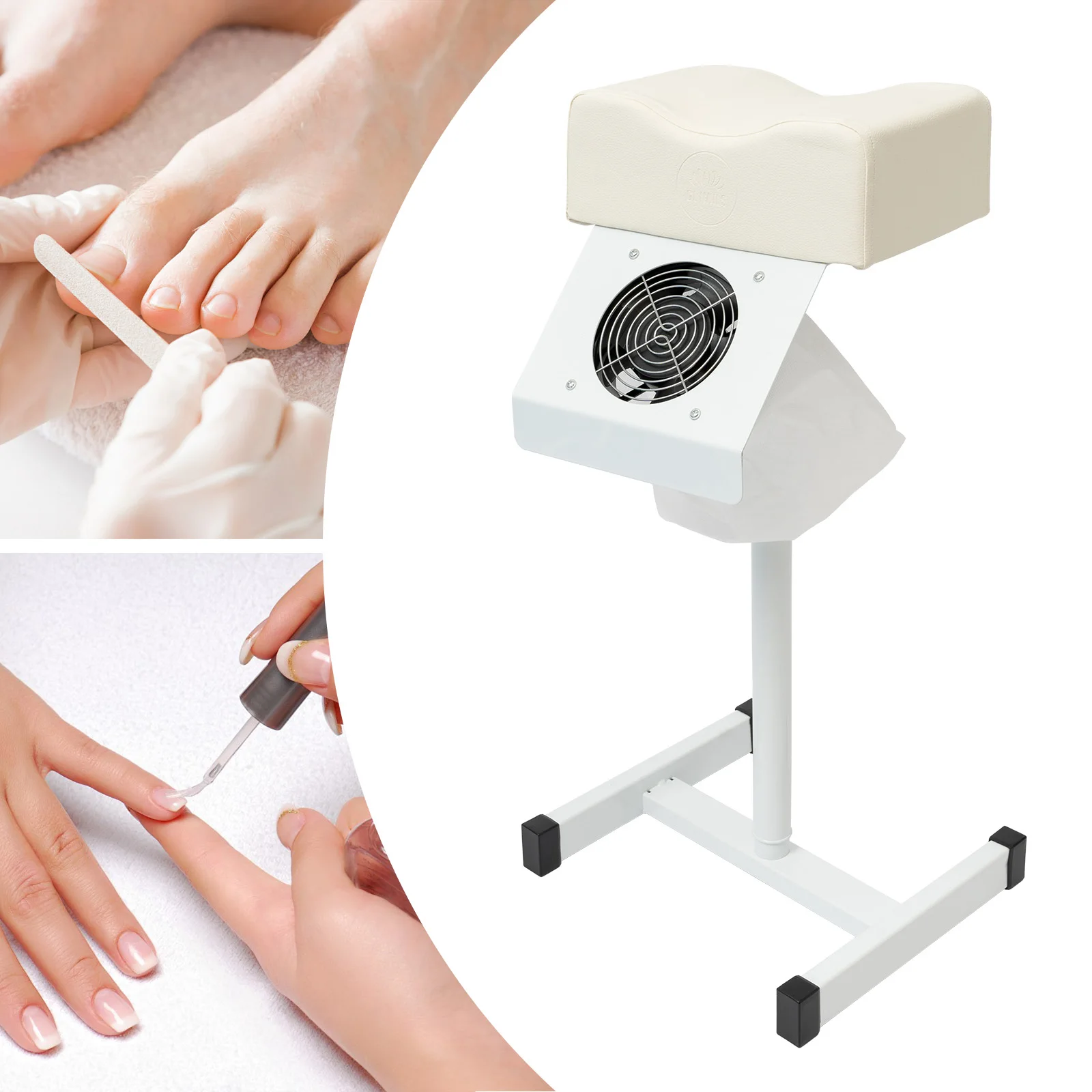 Pedicure Stool Chair Adjustable Manicure Footrest Salon Lift Stool with Vacuum Cleaner 18.9-26.77in salon rolling cart