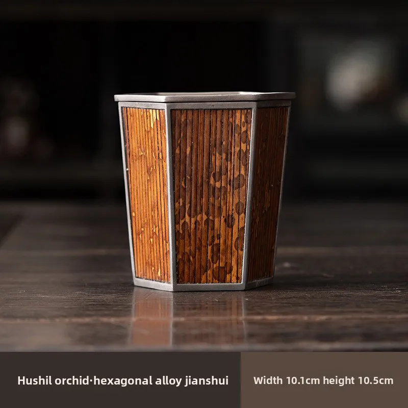 Bamboo Hexagonal Jianshui Retro Small Dry Soaking Kung Fu Tea Set Tea Residue Jar Water Bowl Water Washing Tea Ceremony