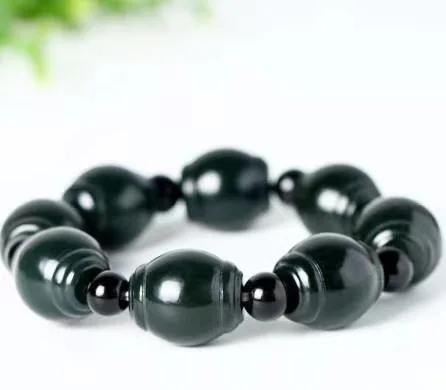 

Natural hetian cyan jade beads bracelet handcarved jade bangle real jade bracelets natural jade stone for women men