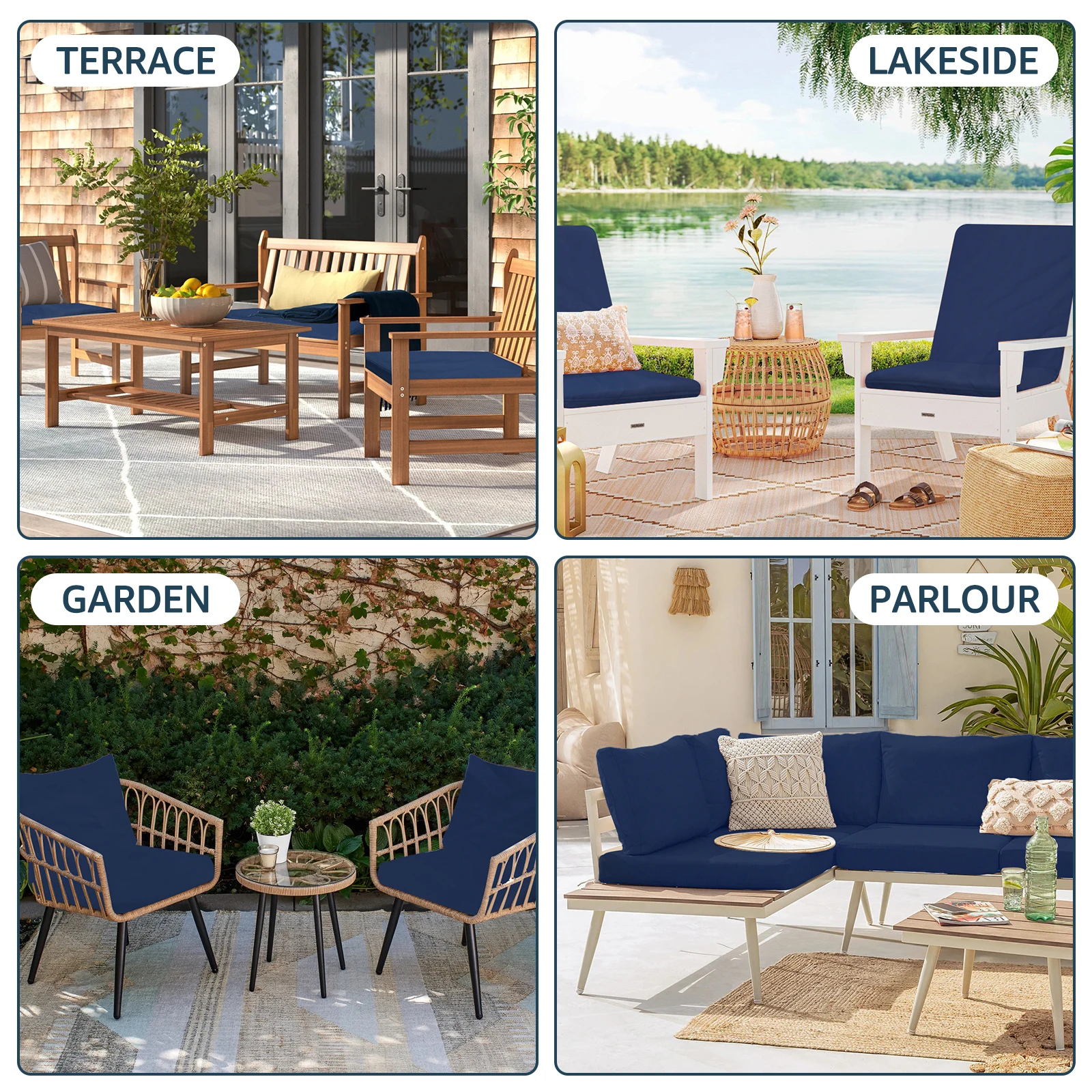4Pcs Patio Chair Seat Covers 60x60x10cm Outdoor Cushion Slicovers with Zipper Dust-Proof Waterproof Patio Seat Cushion Covers 6