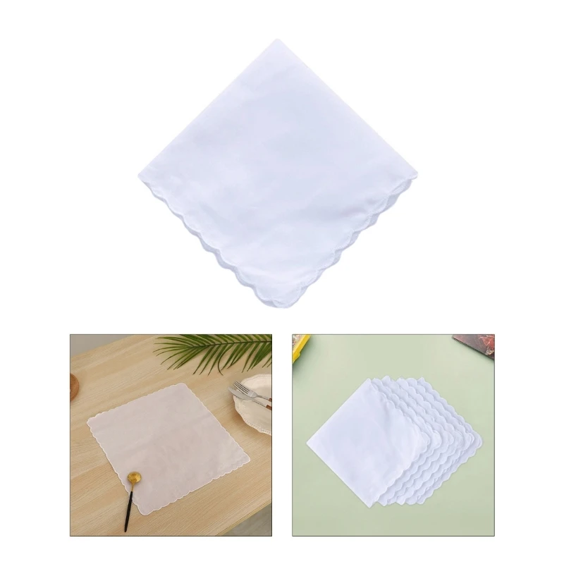 

Women Plain Portable Square Handkerchief Washable DIY Cotton Napkin Pocket Hanky DXAA