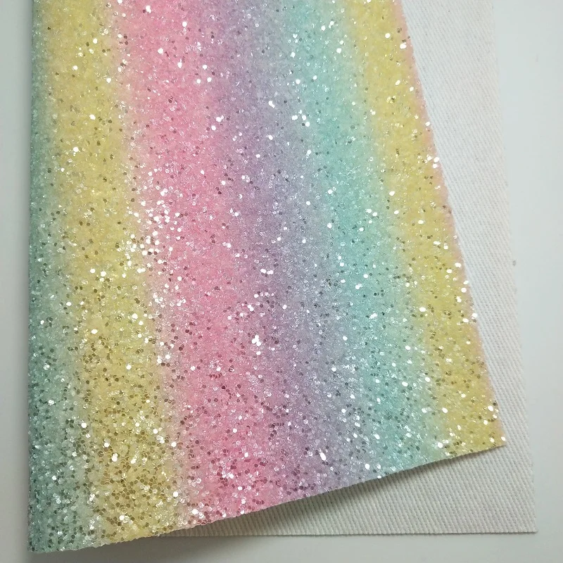Iridescent Rainbow Chunky Glitter Fabric Sheets for Crafts & Bows