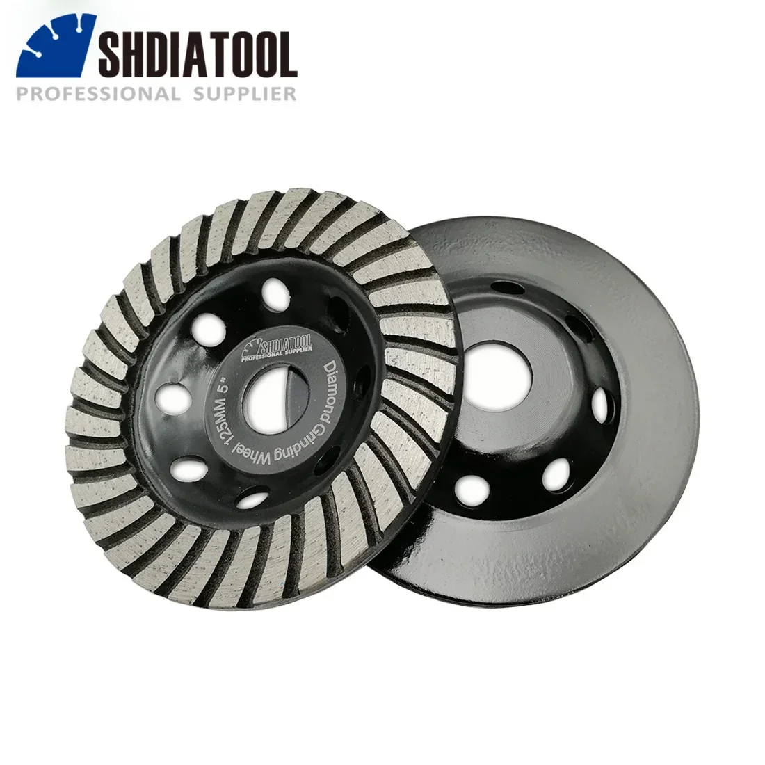 

SHDIATOOL 2pcs 5inch Diamond Grinding Disc Cup Wheel Grinder Plate Concrete Masonry Granite Stone 125mm Turbo Row