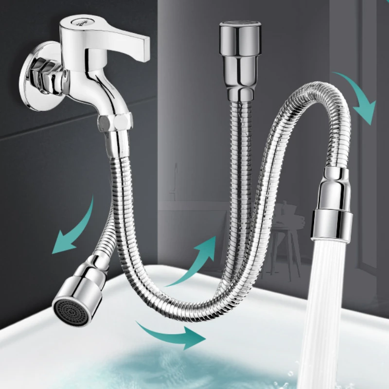 12-30 cm 720&deg; Rotation 1/2'' Metal Faucet Extender Bending Free Tube Splashproof Foam Maker Universal Extension Adapter Filter
