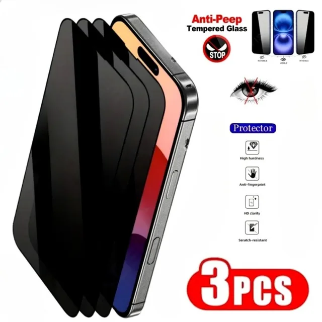 3Pcs Anti Spy Tempered Glass for iPhone 17 16 15 14 Pro Max Air 16 15 Plus Screen Protector for iPhone 13 12 11 Pro XR XS Max