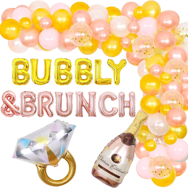 Bubbly and Brunch Party Decoration for Women Bridal Shower Champagne  Diamond Ring Balloon Garland Kit Rose Gold Wedding Supplies