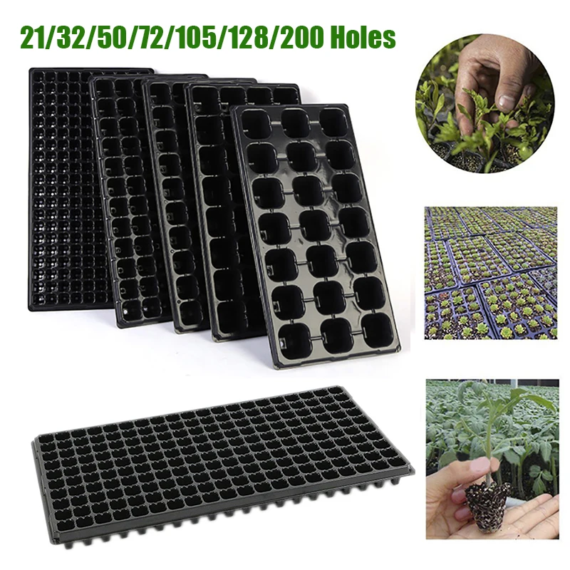 Plastic Seedling Starter Trays Plant Flower Pot Nursery Grow Box Tray Plug Planting Planter Container Garden Supply 21-200 Holes seed starter tray seedling tray