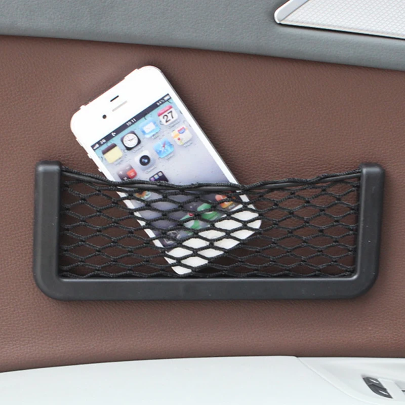 

Car Organizer Storage Bag Universal Car Interior Organizer Sticky Mobile Phone Holder Net Seat Back Car Trunk Storage Organizer