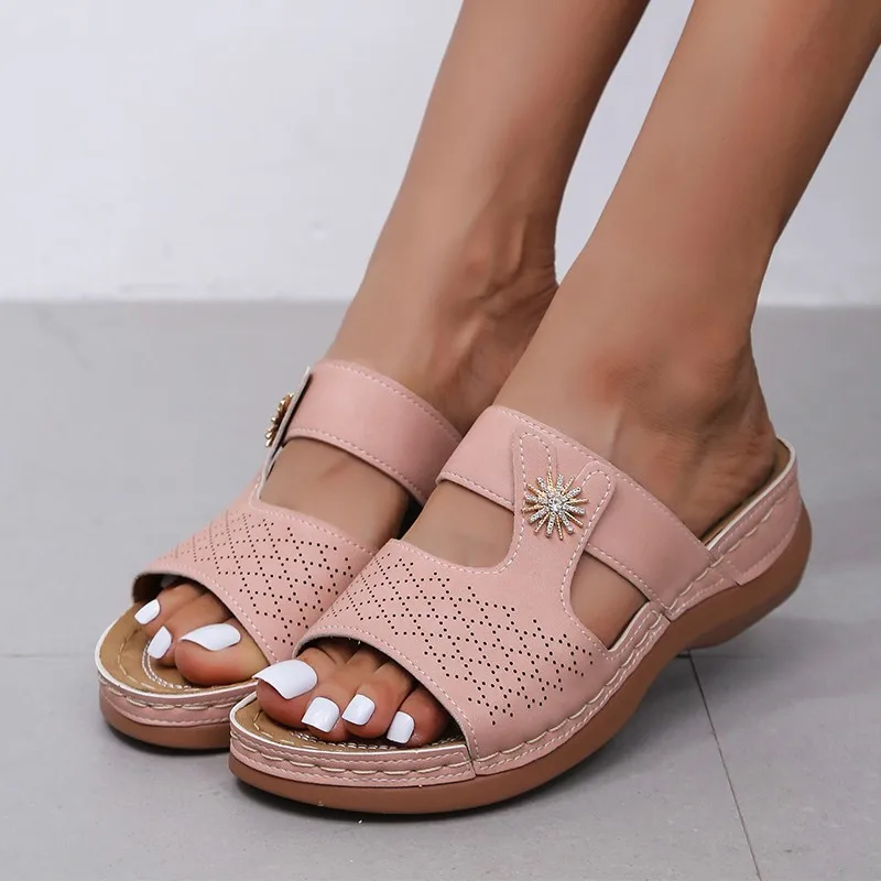 Summer Women Wedge Sandals Premium Orthopedic Open Toe Slippers Vintage Anti-Slip Leather Casual Female Platform Retro Shoes — view 6