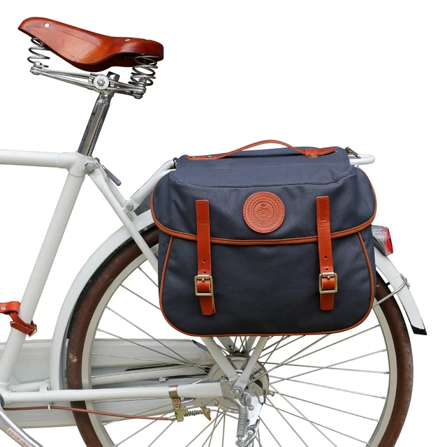 Retro "Tourbon" Fahrrad-Gepäckträger-Satteltaschen-Halterung-Hinten-Doppelgepäcktasche-wasserdicht-abnehmbar-LEINEN gewachst- 1