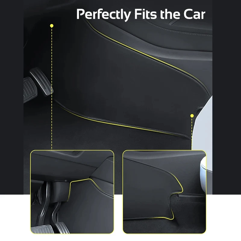 For Tesla Model 3 Model Y Center Control Side Anti-kick Pad Leather Anti-dirty Protective Cover Defense Foot Mat Car Accessories car mats accessories