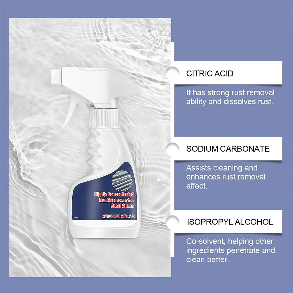 Car Metal Rust Remover High Speed Strong Rust Removal Preservative Steel Metal Luster Repair Super Concentrated Cleaner 120ml paint rust remover rust remover spray metal rust remover