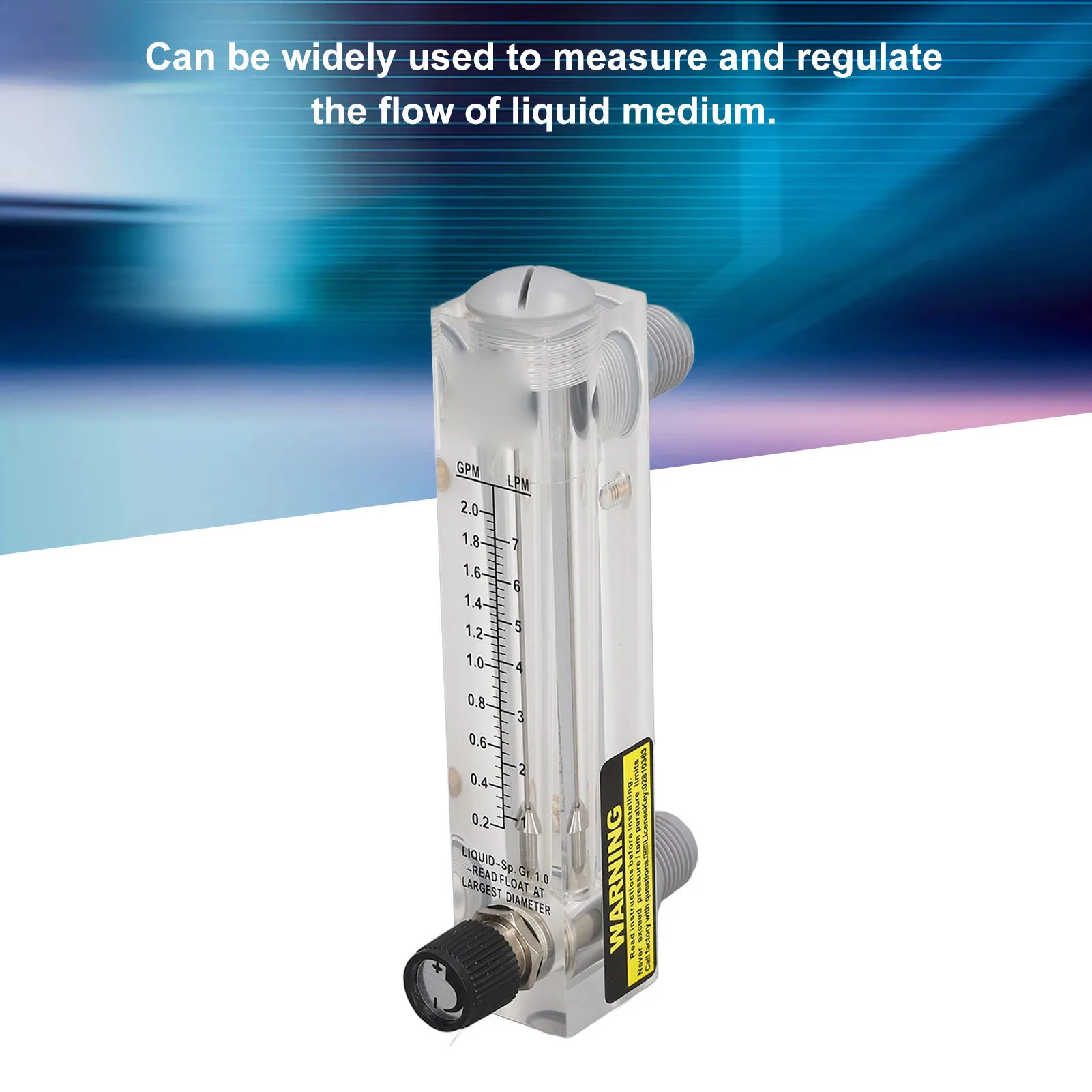 Panel Type Flow Meter 0.2‑2GPM Acrylic Liquid Flowmeter Tester for Measuring Control