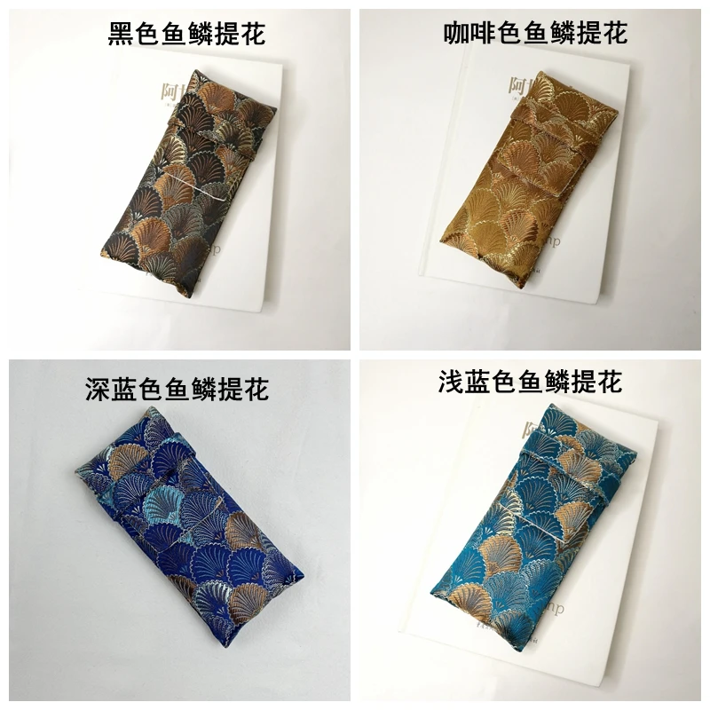 중국식 펜 가방, 3팩 펜 가방, 블루 브로케이드 수제 펜 가방, 휴대용, 안전, 긁힘 방지, 방진 펜 케이스