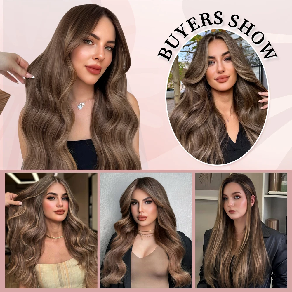 YGP 20pcs Tape In Hair Extensions Human Hair M4/27 Brown to Caramel Blonde Seamless Invisible Remy Extensions for Women
