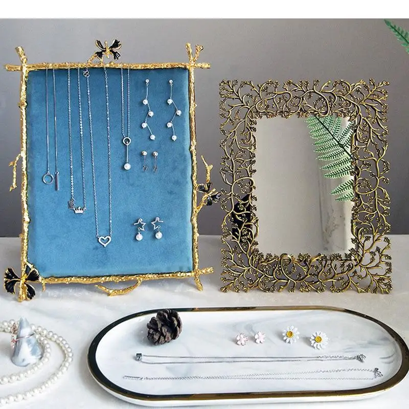 

Европейский туалетный столик для зеркала для макияжа, декоративные полки, подвесная витрина, подставка для ожерелья, скандинавский Декор для дома